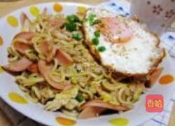 白菜香肠炒面的做法图解9