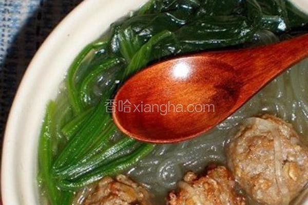 菠菜肉丸粉丝汤