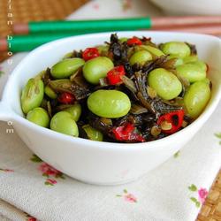 雪菜炒毛豆的做法[图]