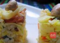 口蘑卷心菜肉炒饭的做法图解8