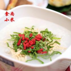 鸡丝枸杞青菜粥的做法[图]