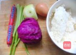 紫甘兰炒米饭的做法图解1