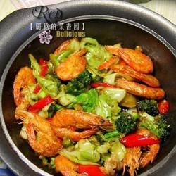 干锅海虾蔬菜煲的做法[图]