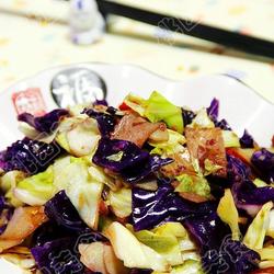 火腿辣爆双色甘蓝的做法[图]