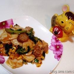 番茄酱肉圆炒年糕的做法[图]