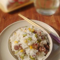 腊肠玉米青豆饭的做法[图]