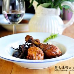 锅烤豉油茶树菇鸡腿的做法[图]