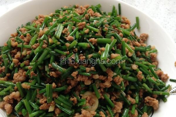 韭苗炒肉沫