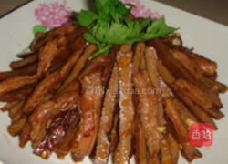 肉丝拌香干的做法图解3