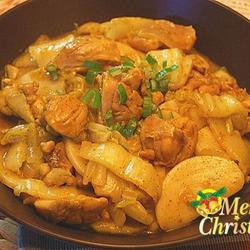 咖喱白菜鸡腿肉炒年糕的做法[图]