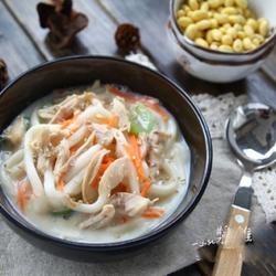 豆浆鸡丝乌冬面的做法[图]