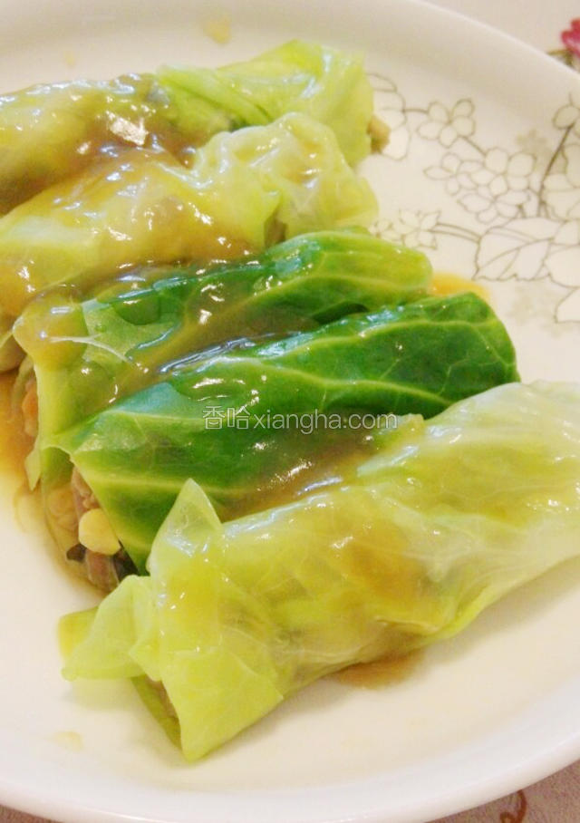 圆白菜蒸肉卷