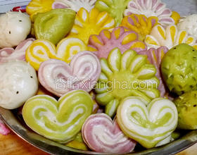 彩虹花樣饅頭