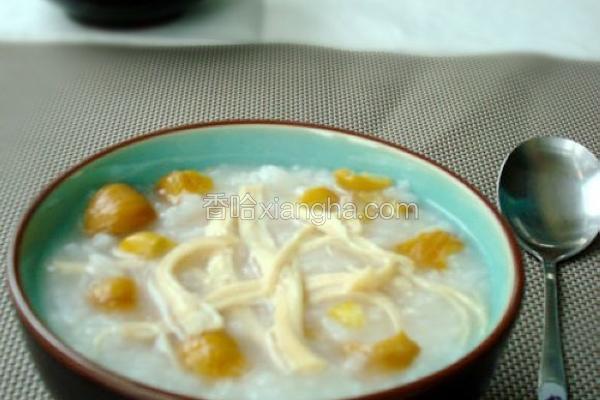 栗子鸡丝粥