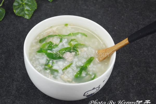 青菜肉丝粥