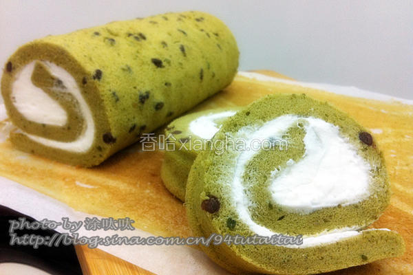 蜜豆抹茶奶油卷