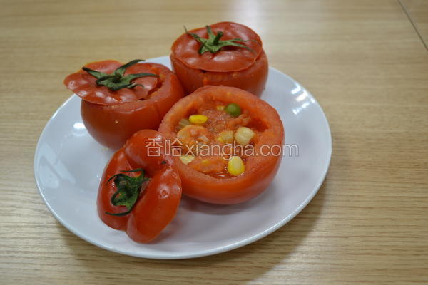 番茄虾仁腰果盅
