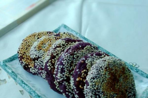 豆浆紫薯豆沙饼