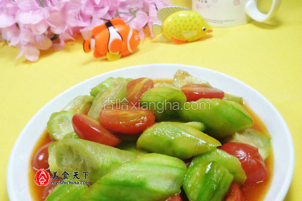 圣女果炒丝瓜
