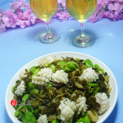 雪菜蚕豆炒乌贼的做法[图]