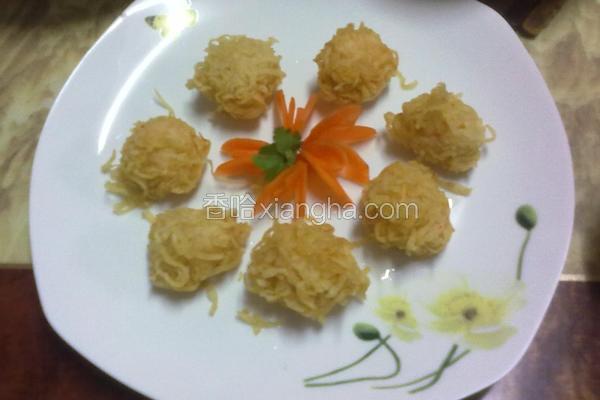 金丝缠虾球