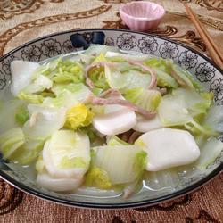 娃娃菜年糕炒肉丝的做法[图]