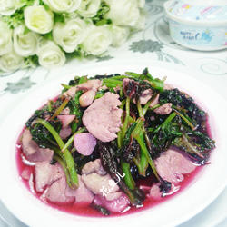 里脊肉炒红苋菜的做法[图]