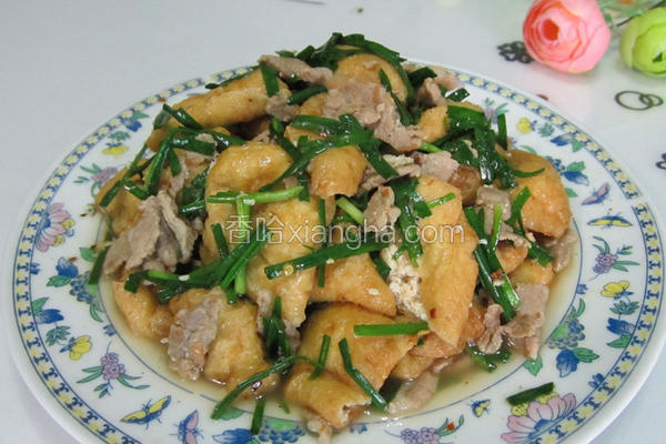韭菜油豆腐炒肉