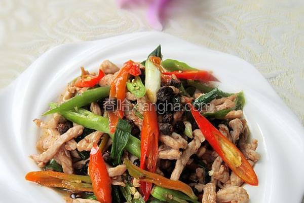 双椒豆豉炒肉丝