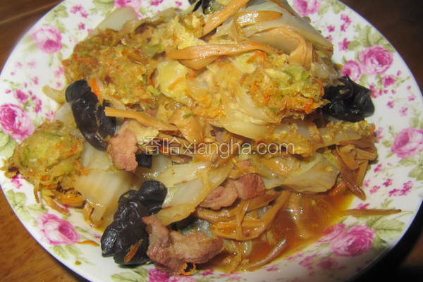 大白菜烩黄花菜丸子