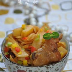 鸡腿焖饼的做法[图]