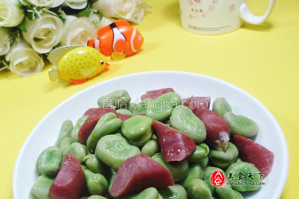 脆皮肠炒蚕豆