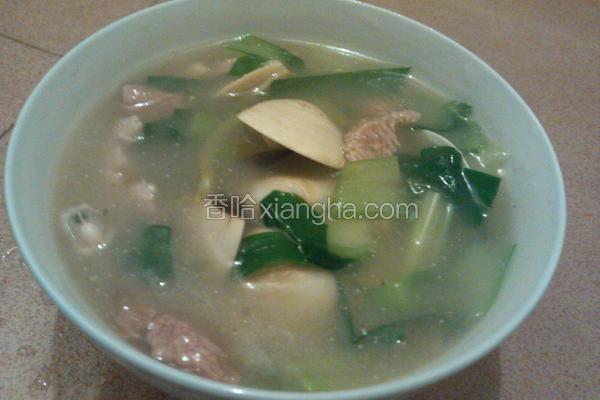 青菜白蛤肉片汤