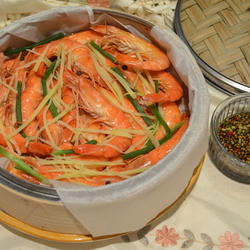 姜葱花雕酒蒸虾的做法[图]