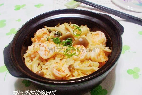 双菇虾仁炊饭