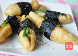 海苔面肠鲜葱卷的做法图解8