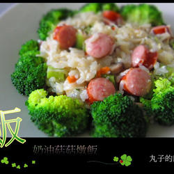 奶油菇菇香肠炖饭的做法[图]