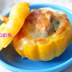焗烤牛肉粥南瓜盅的做法[图]