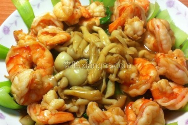 蚝油美白菇烩虾仁