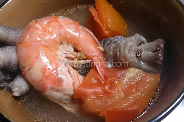 番茄鸡爪鲜虾汤