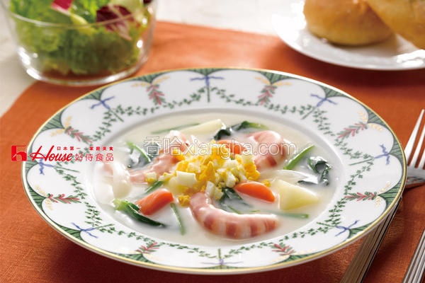 菠菜鲜虾浓汤