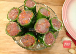 蒜汁青甜椒酿肉的做法图解7