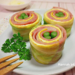 火腿蛋皮蔬菜卷的做法[图]