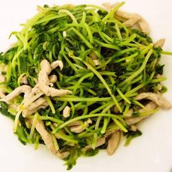 豌豆苗炒肉丝的做法[图]