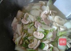 大白菜蘑菇炒肉片的做法图解2