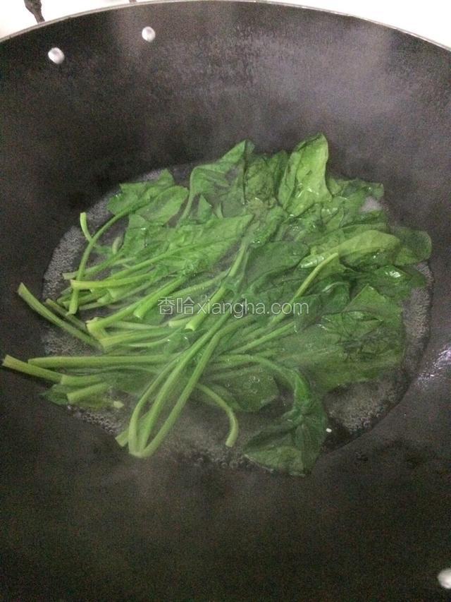 菠菜放入开水焯一下水