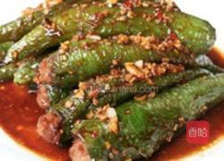肉酿虎皮青椒的做法图解6