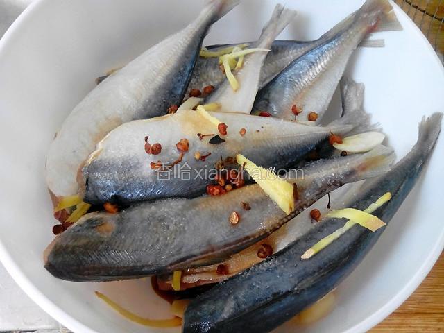 首先把鱼洗干净，用两片姜丝，花椒，葱，一小勺盐，两饭勺料酒腌制半小时以上