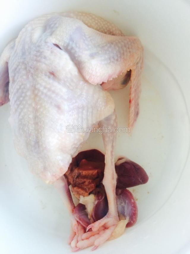 鸽子洗净 去掉肺和内脏
