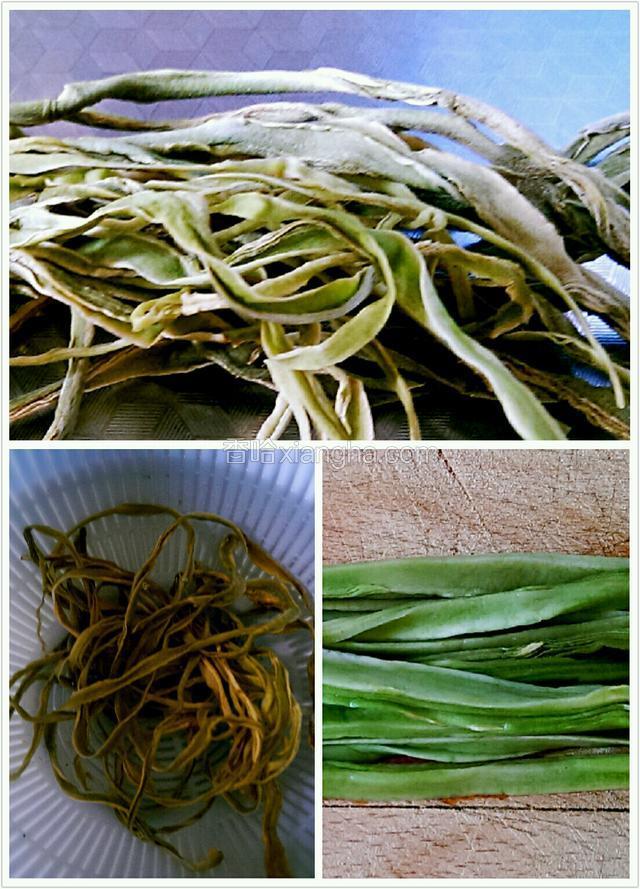 将贡菜干用冷水浸泡40分钟泡发。